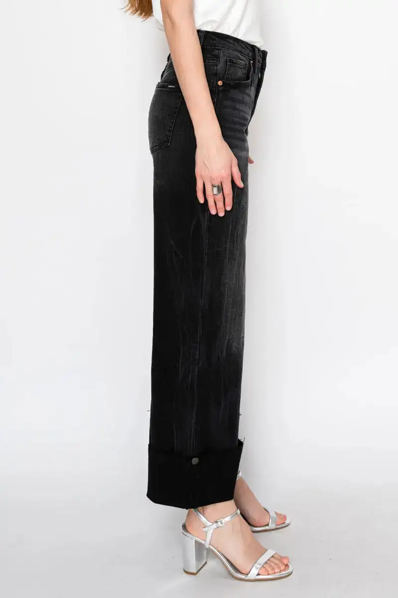 Tummy Control High Rise Vintage Style Wide Leg Cropped Everyday Denim Jeans