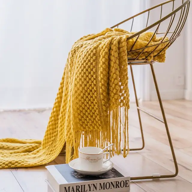 Textured Waffle Knit Throw Blanket