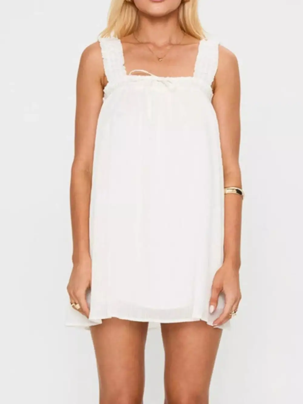 Square Neck Ruffle Mini Dress