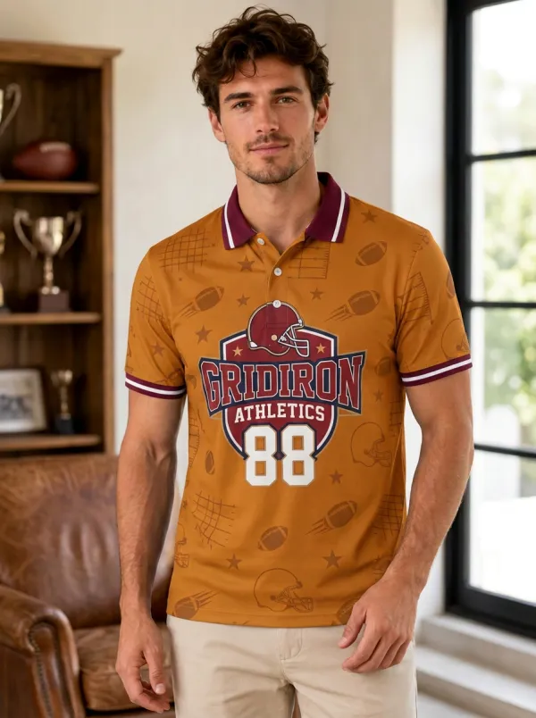 Men's Heritage Football Gridiron Helmet Polo Shirt