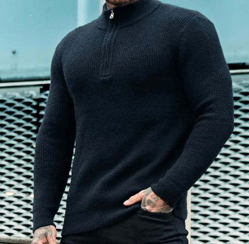 Black Zip Front Sweater