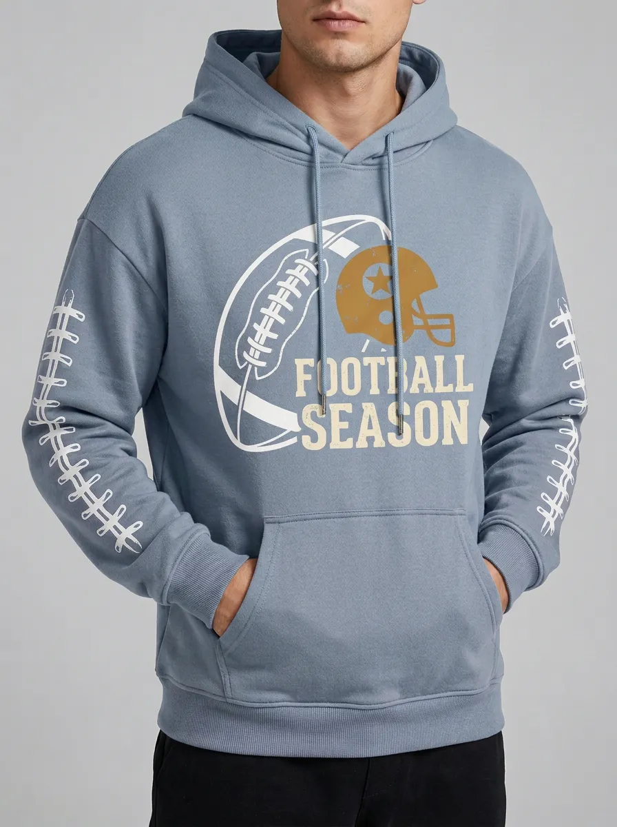 Men's Football Season Helmet Ball Graphic Hoodie