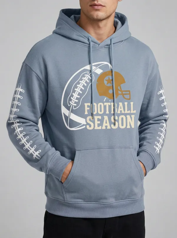 Men's Football Season Helmet Ball Graphic Hoodie