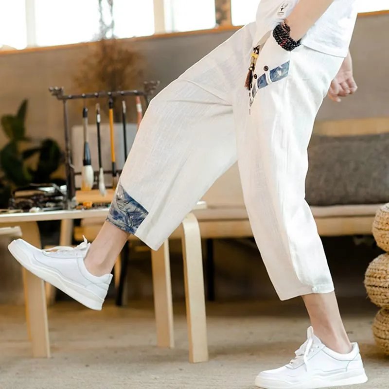 Drawstring Patchwork Pants