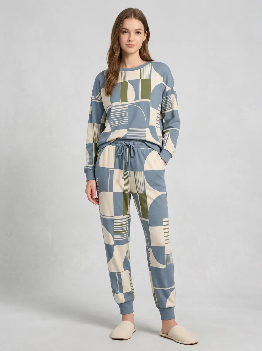 Women's Geometric Abstract Pattern Printed Jogger Pants