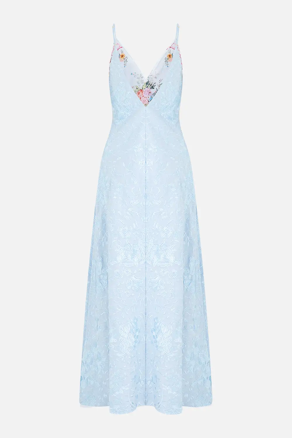 Printed V-Neck Full Length Bias Slip Dress
