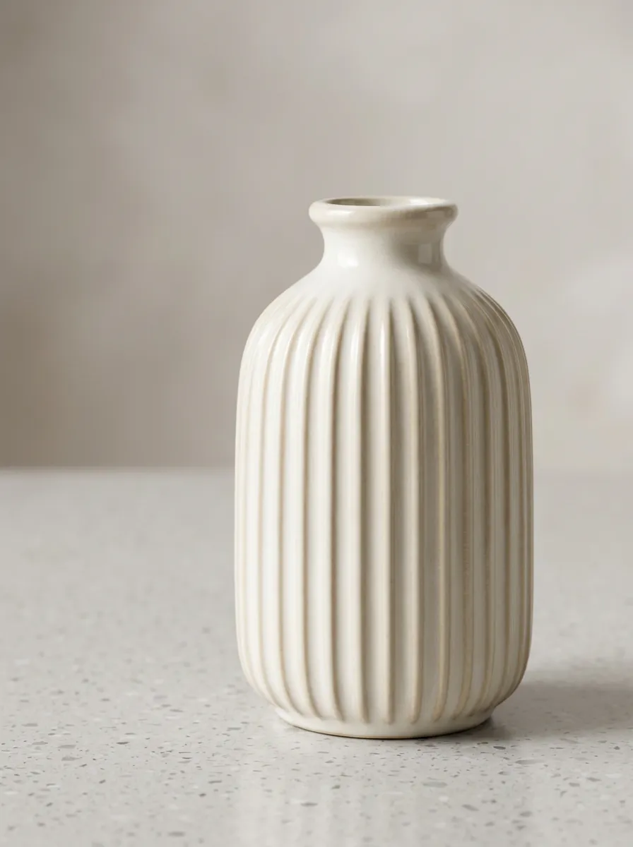 Modern Minimalist Ribbed Ceramic Table Vase