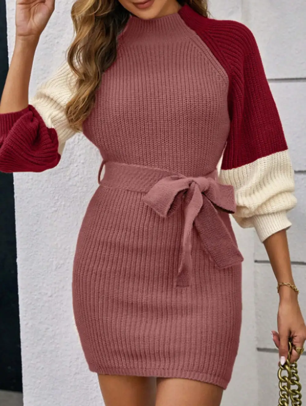 Patchwork Slim Waist Loose Mini Dress