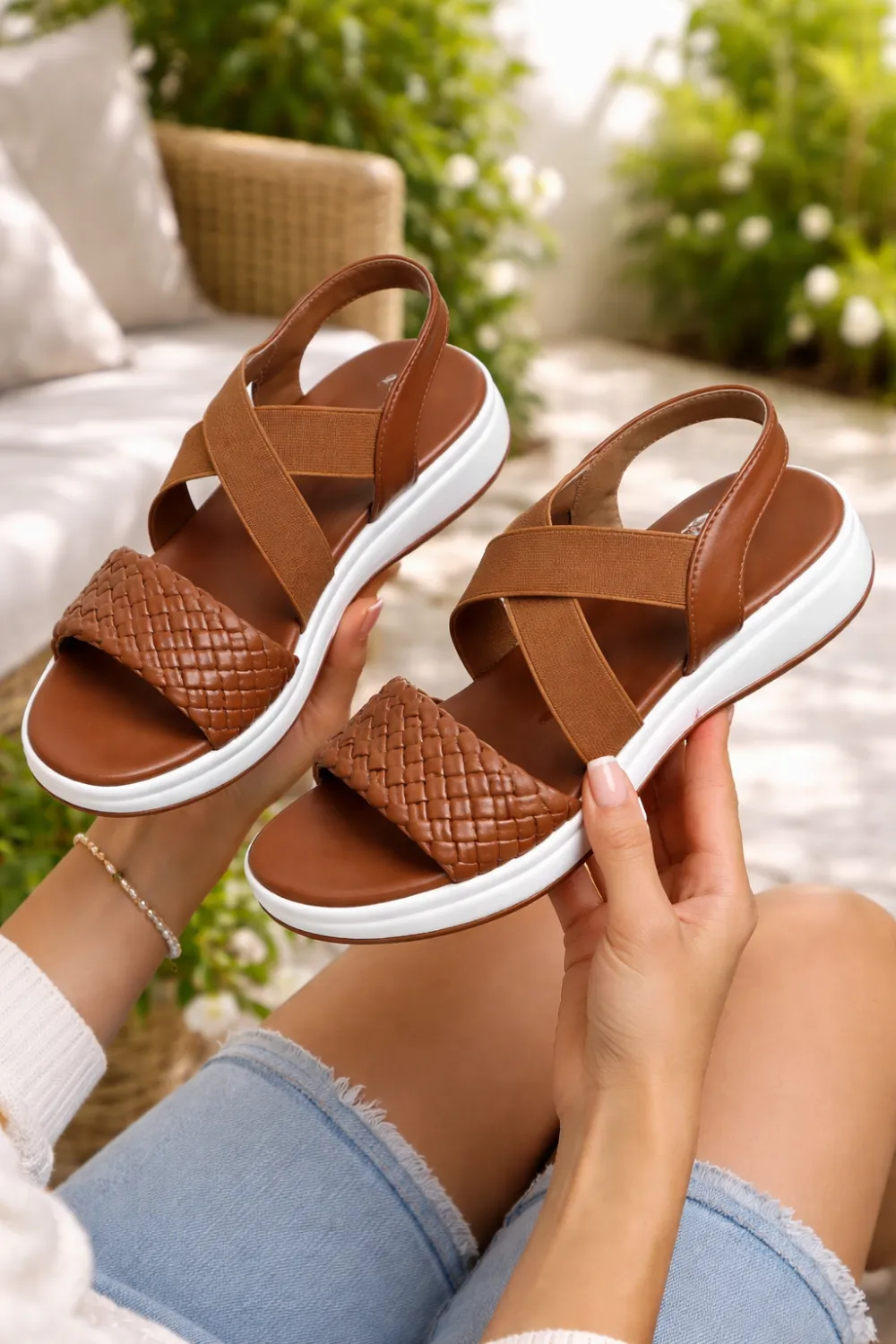 Criss Cross Slope Sandals