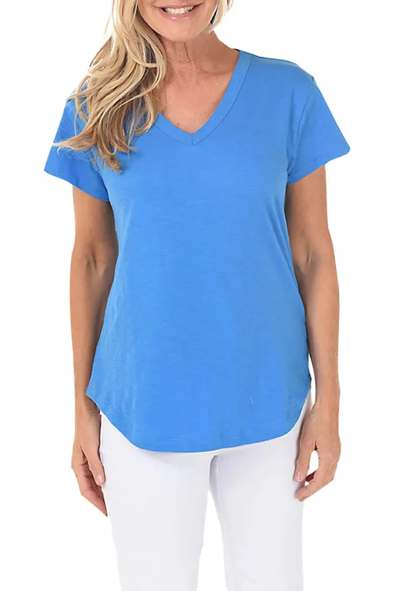 High-Low Slub Knit Cotton Tee