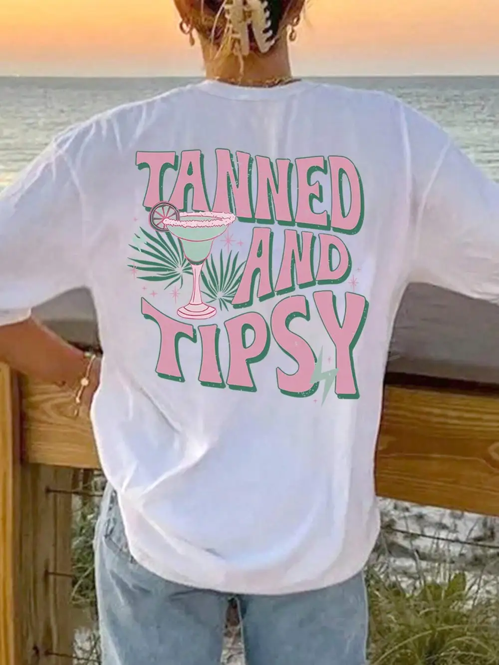 Tanned And Tipsy Oversized Baggy Fit T-Shirt