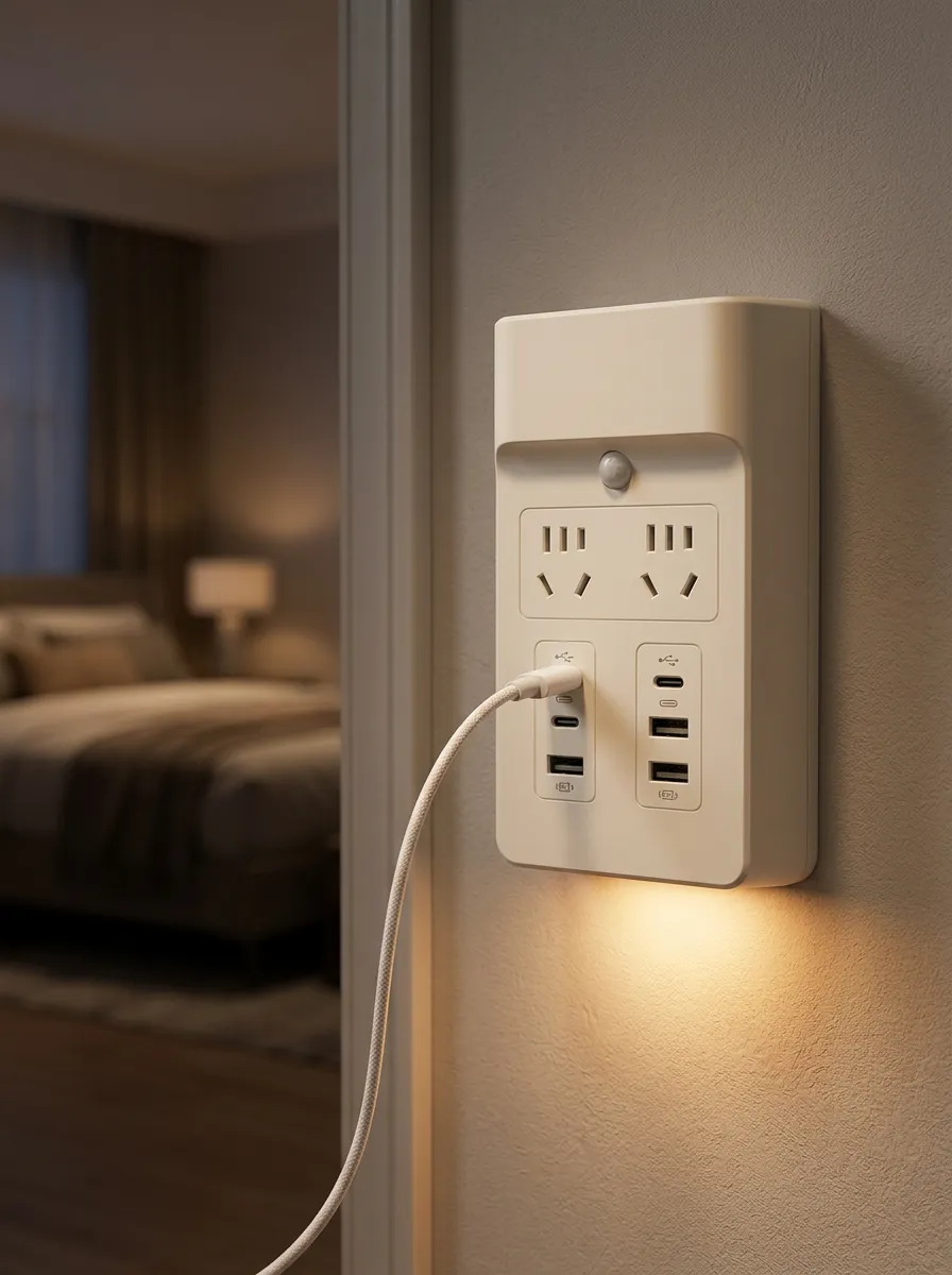 Home Bedroom Motion Sensor USB Charging LED Outlet Cover