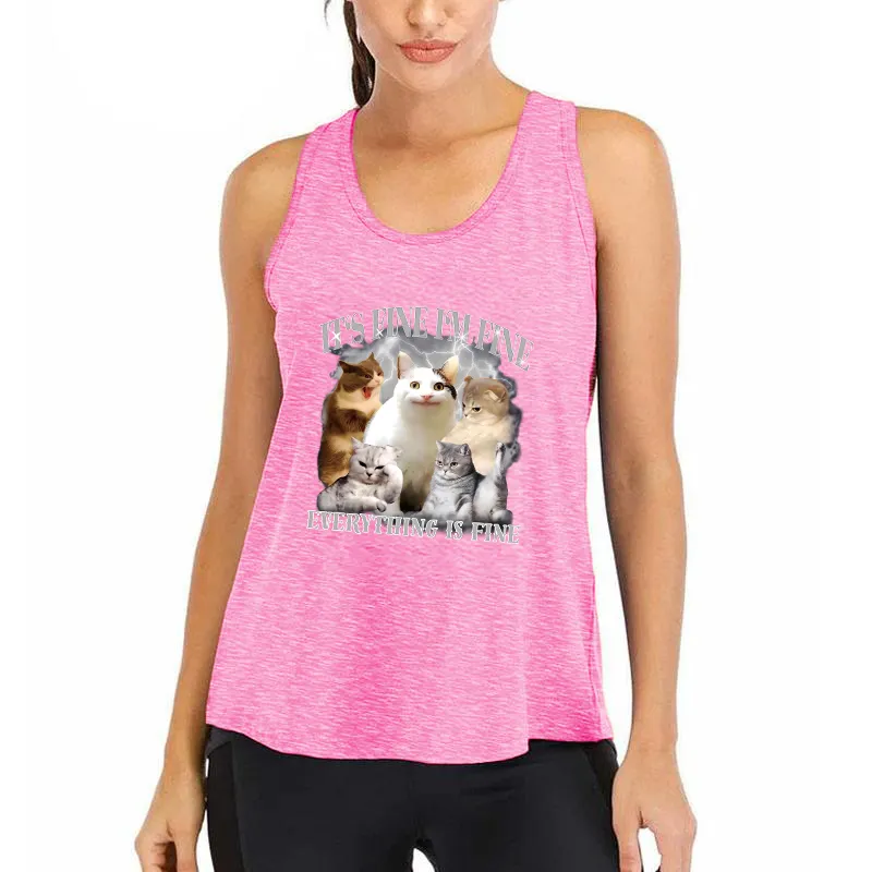 Everything Is Fine Cat Meme Athletic Tank