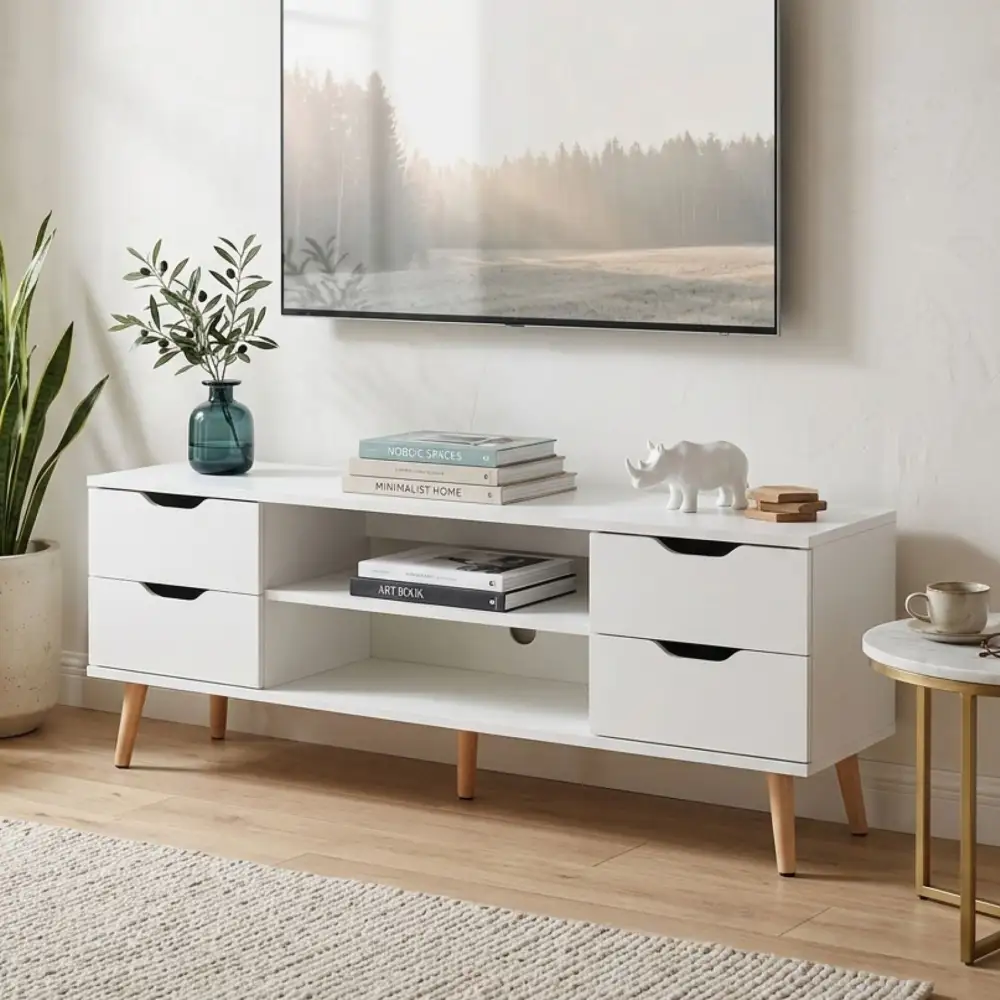 Streamlined Open Shelf Entertainment Console