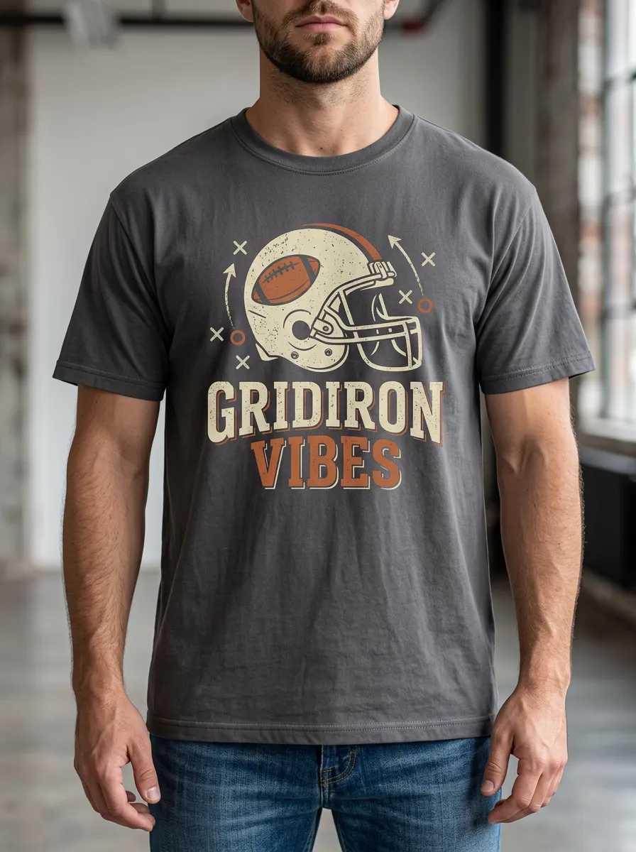 Men's Football Lover Gridiron Vibes Helmet Printed T-shirt