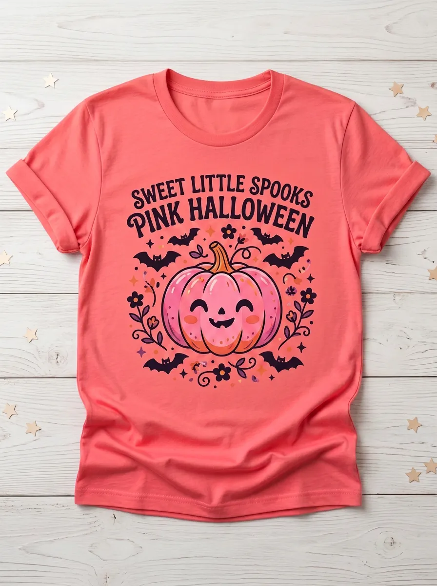 Cute-Spooky Pumpkin Halloween Graphic T-Shirt