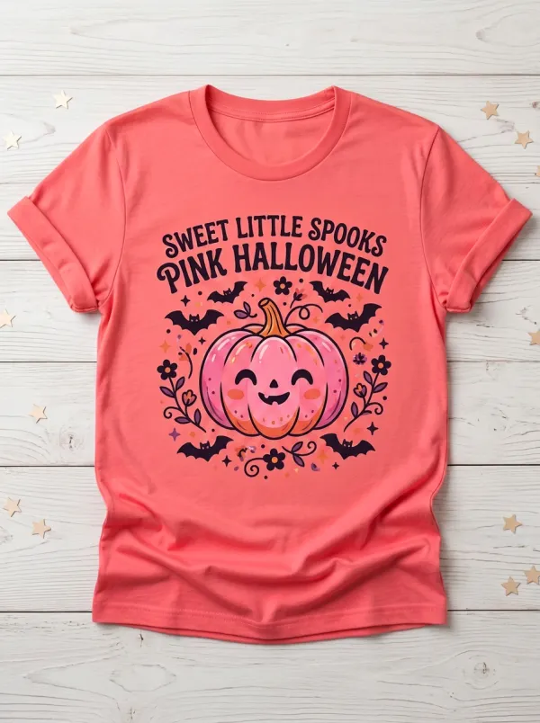 Cute-Spooky Pumpkin Halloween Graphic T-Shirt