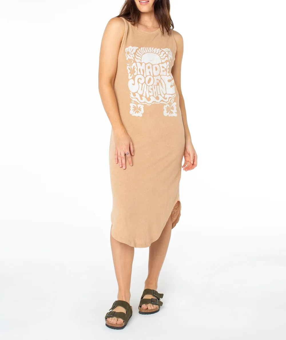 Cartoon-Printed Sleeveless Round-Neck Long Dress