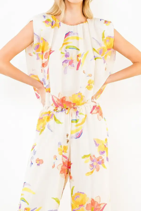 Floral Printed Bubble Hem Tank Top