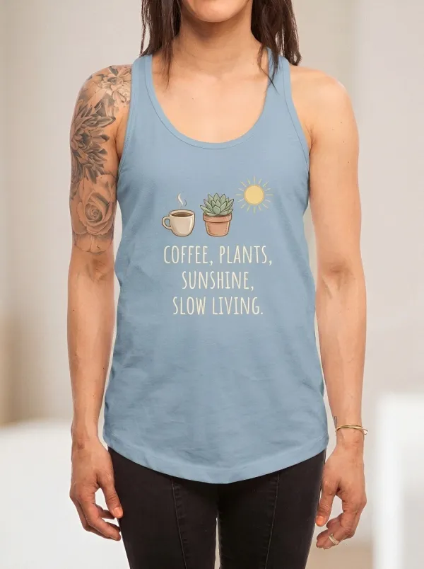 Women's Coffee Plant Sunshine Slow Living Printed Tank Top