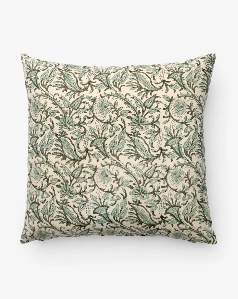 Floral Block-Printed Pillow Cover