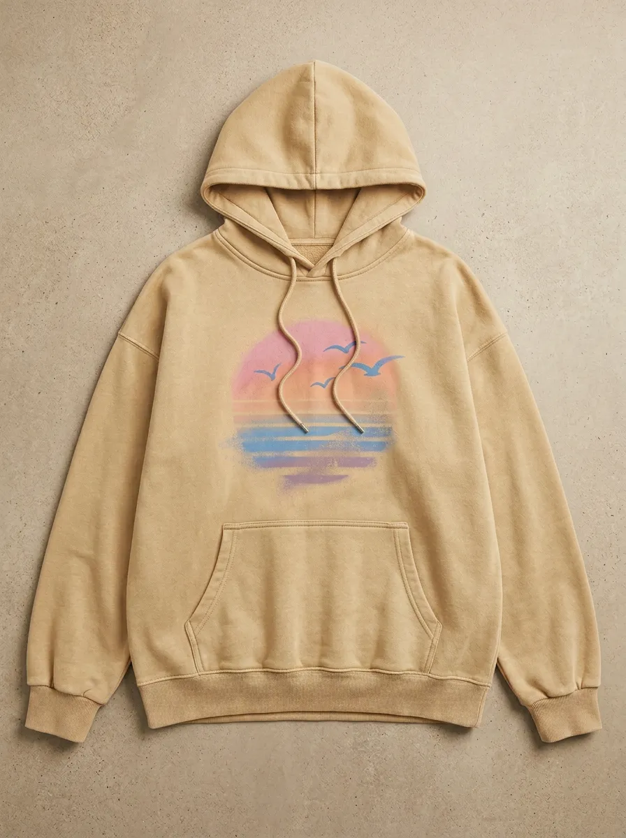Beach Sunset Seagull Hoodie