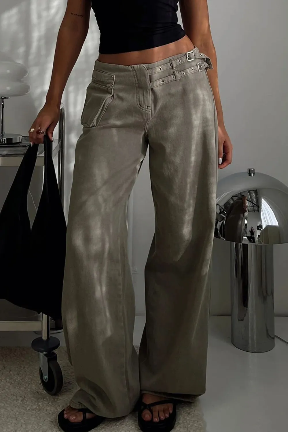 Wide Leg Jeans With Pocket
