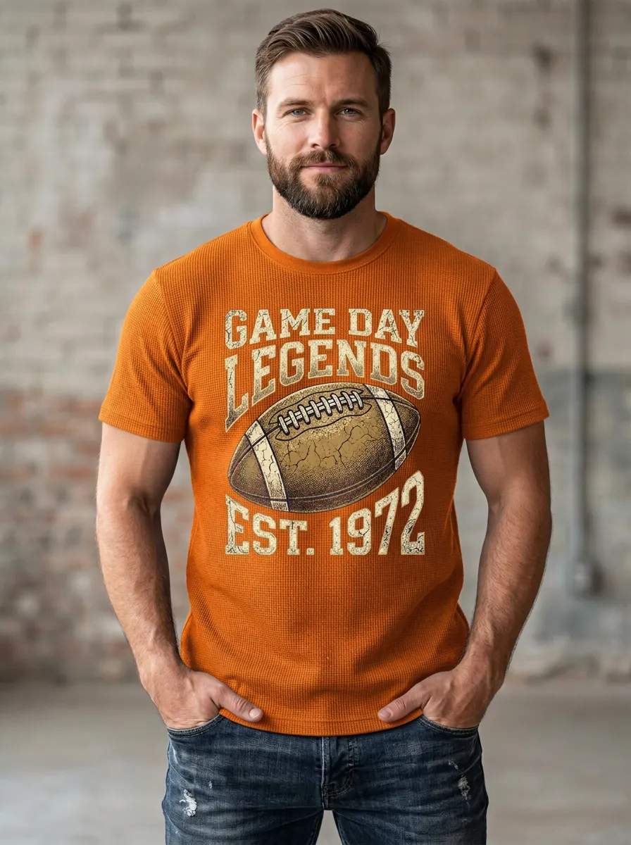 Men's Football Lover Game Day Legends 1972 Printed T-shirt