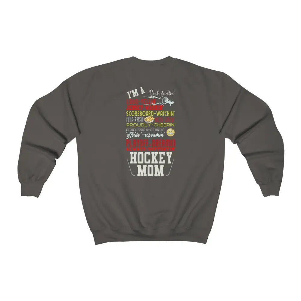 Mom Support Back Print Hockey Graphic Crewneck Sweatshirt