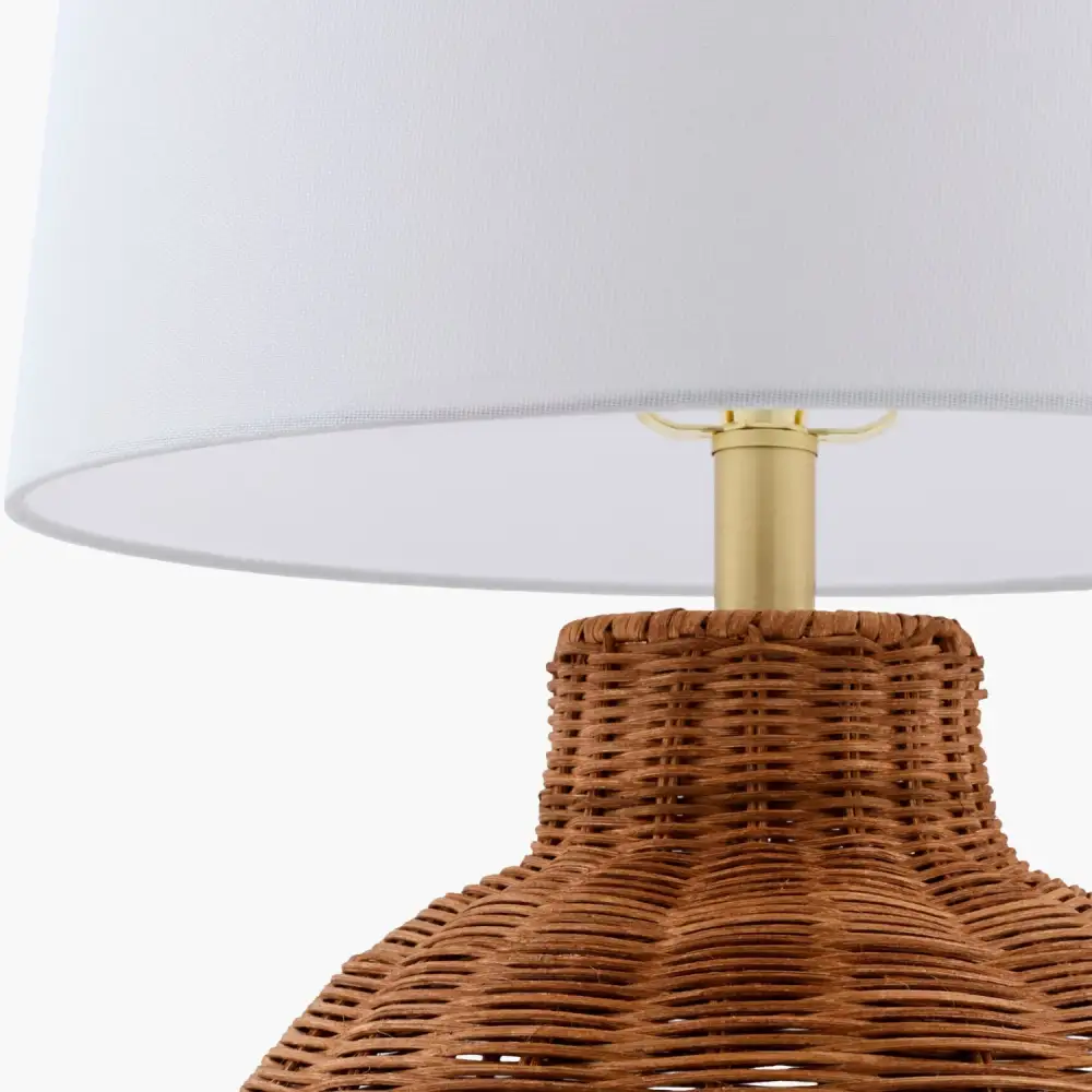 Modern Metal Rattan Linen Table Lamp