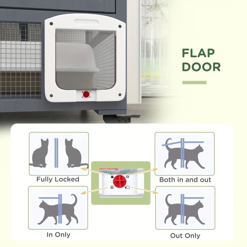 Multi-Level Cat Cage with Hammock and Litter Box, Cat Furniture for Indoor Play and Rest