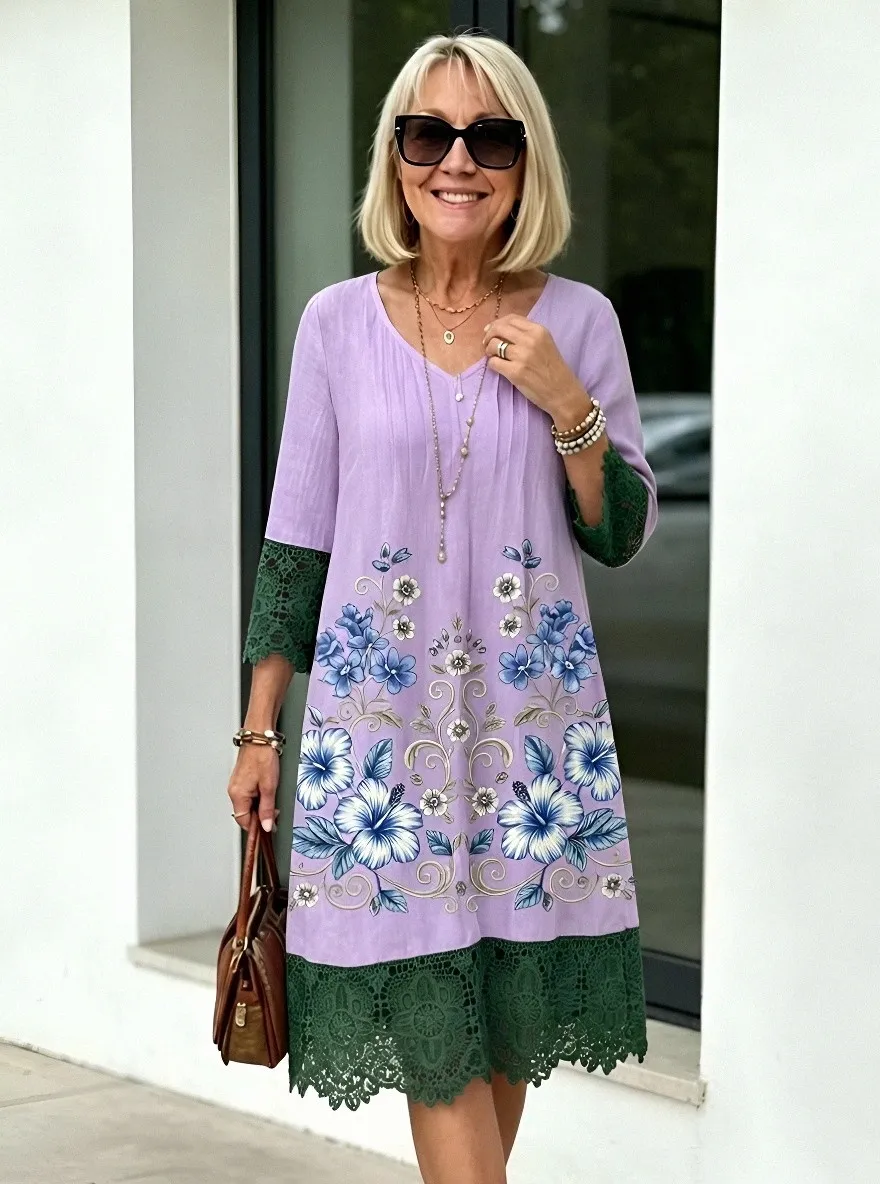 Women's Summer Vacation Yellow Daisy Floral Printed Dress