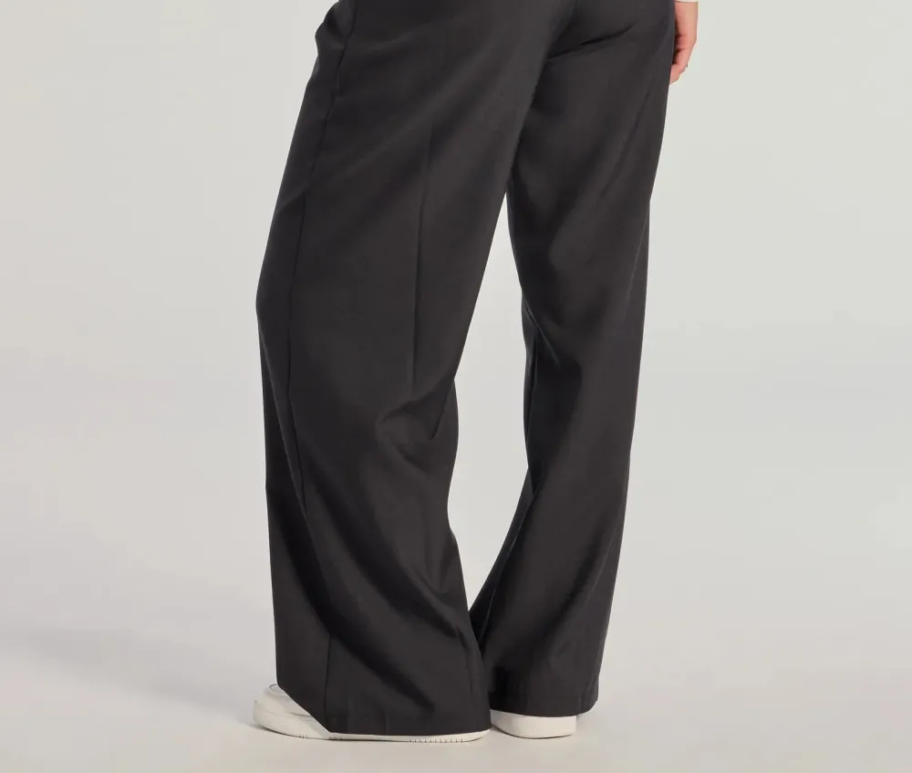 Black Knit High-Rise Wide-Leg Pants