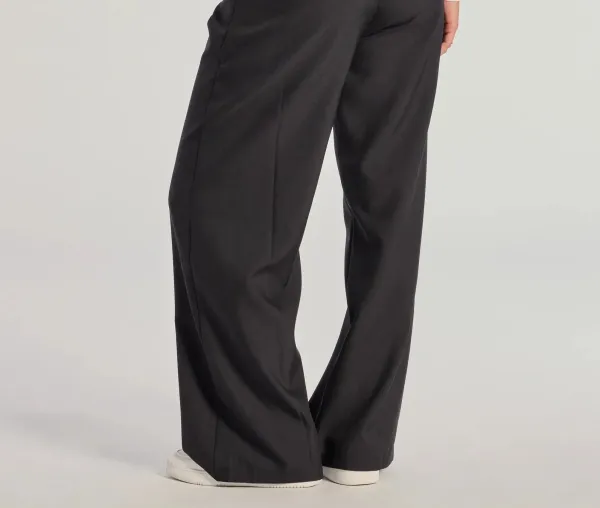 Black Knit High-Rise Wide-Leg Pants