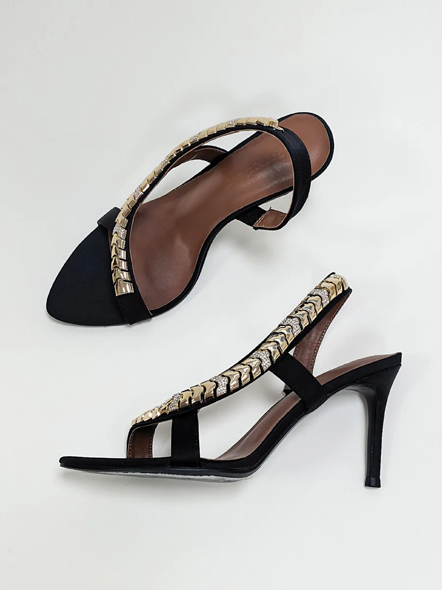 Eloise Rhinestone Side Cutout High-Heeled Sandals