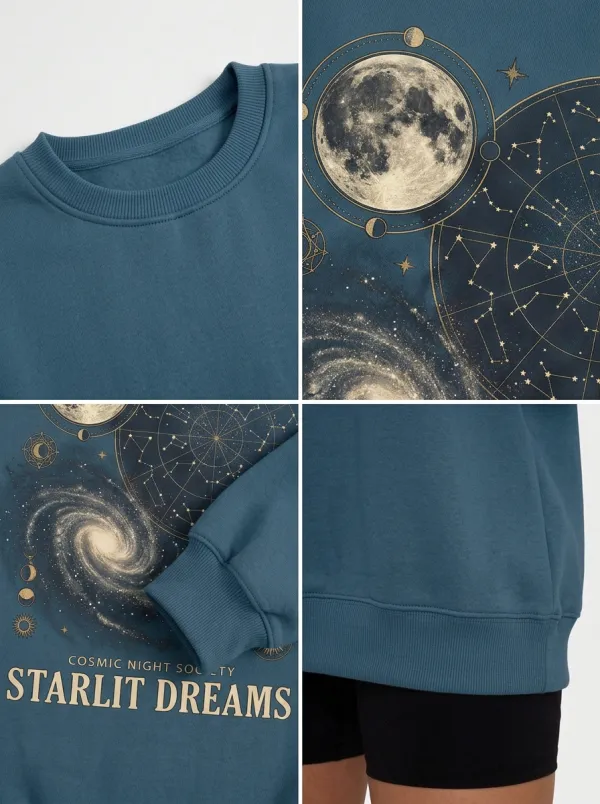 Women's Astronomy Lover Starlit Dreams Galaxy Printed T-shirt