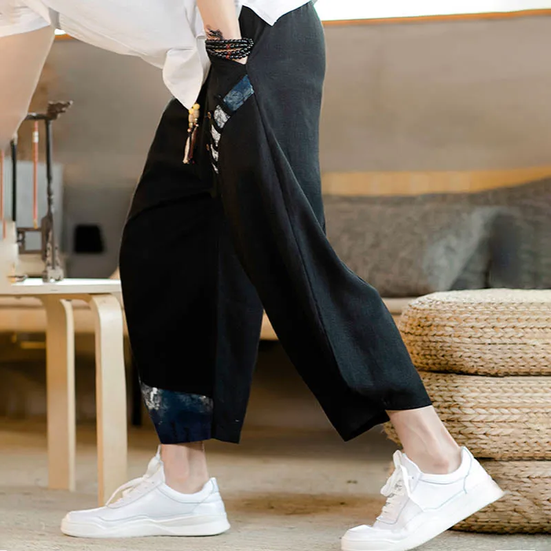 Drawstring Patchwork Pants