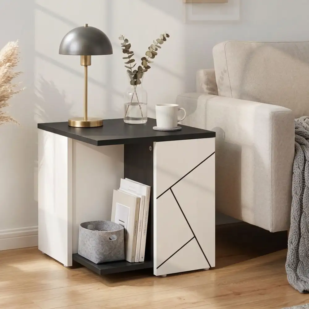 Geometric Open Shelf Side Table