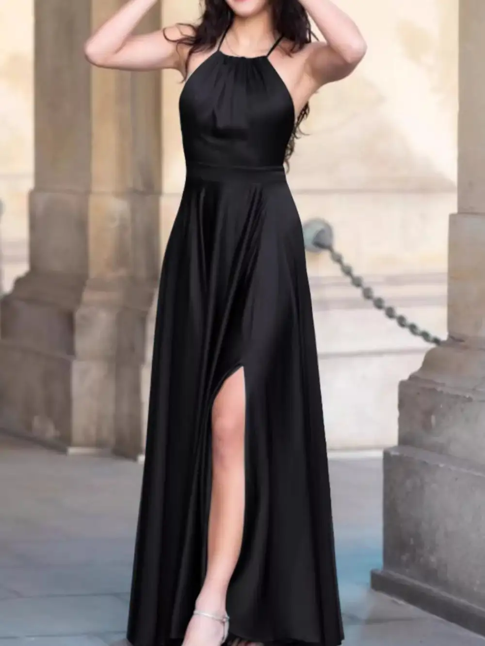 Halter Neck Slit Maxi Dress