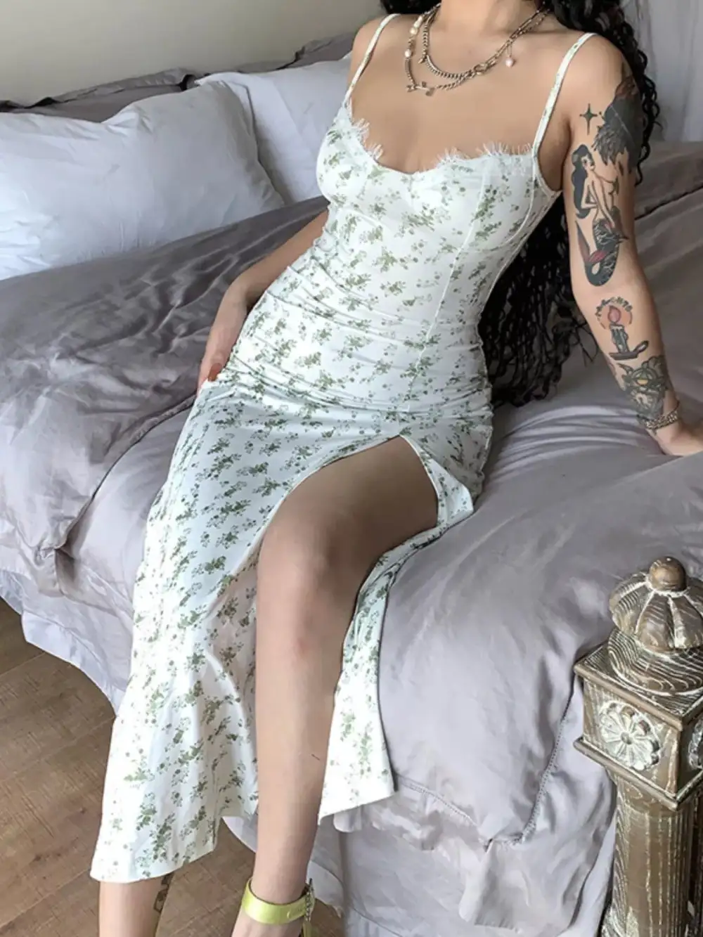 Lace Floral Midi Dress