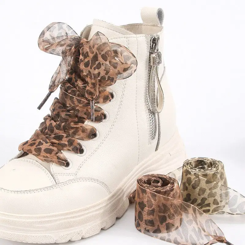 Leopard Print Satin Shoelaces