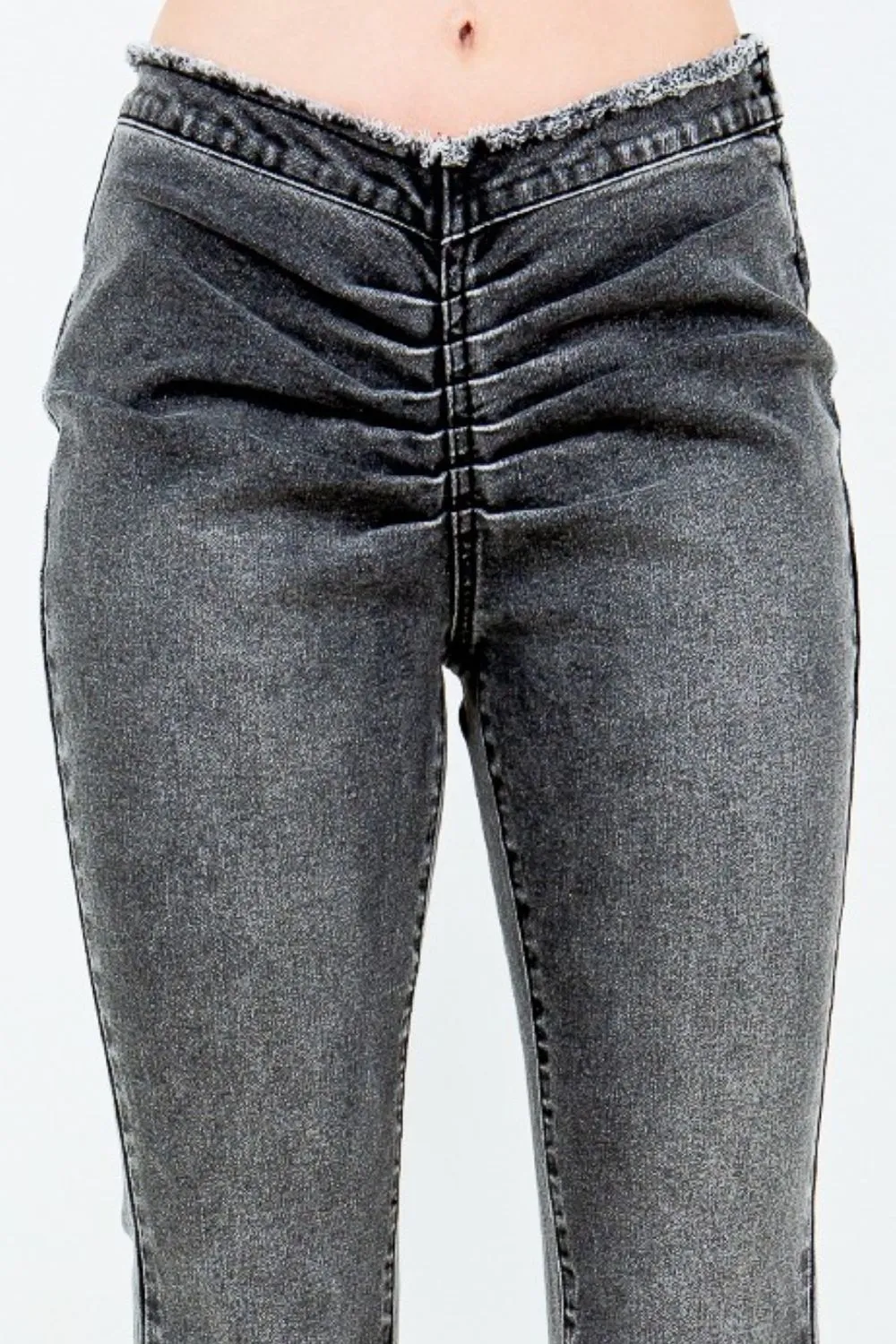 Relaxed Bazi V Cut Ruched Flare Pants