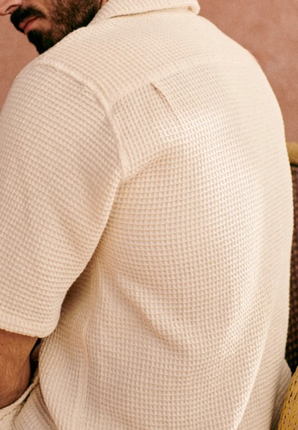 Rust Red Seersucker Textured Short Sleeve Shirt
