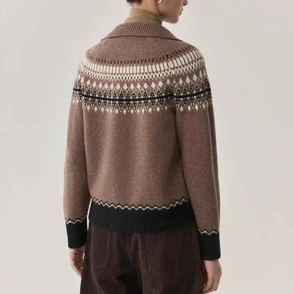 Wool Button-Front Jacquard Cardigan