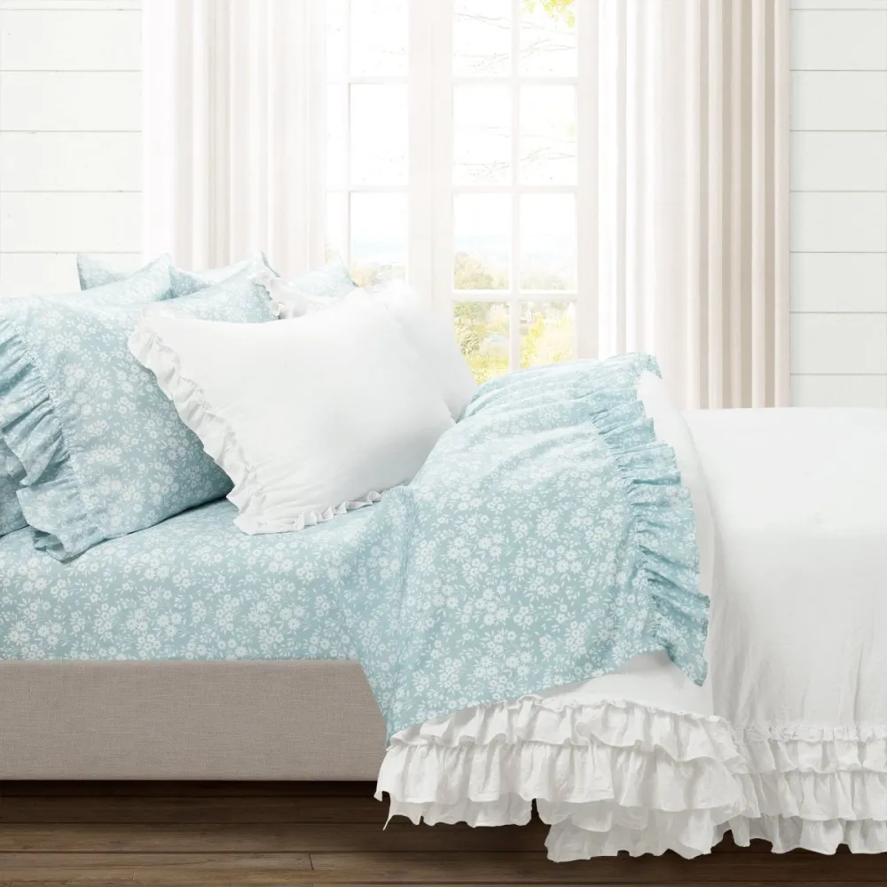 Floral Ruffled Garden Sheet Bedding Set