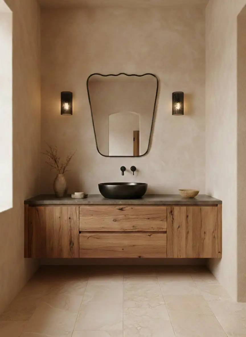 Flowing Wavy Brass Wall Mirror