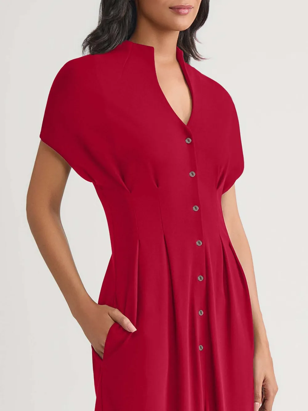 Stand Up Collar Button Up Dress