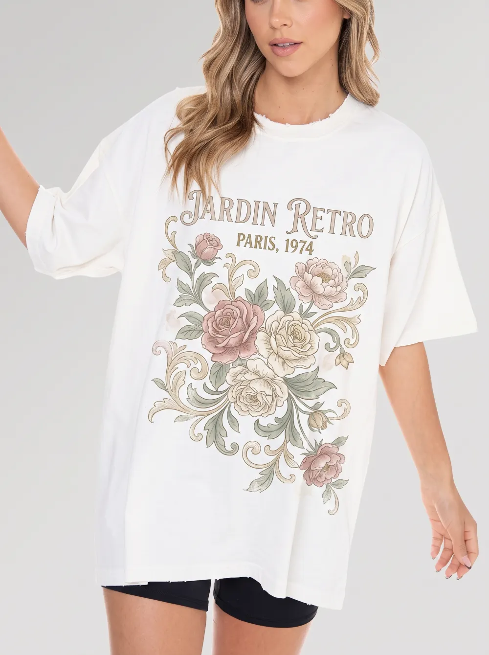 Women's Jardin Retro Paris Floral Printed T-shirt