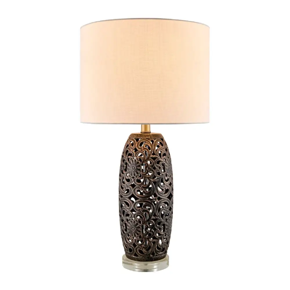 Floral Carved Ceramic Table Lamp