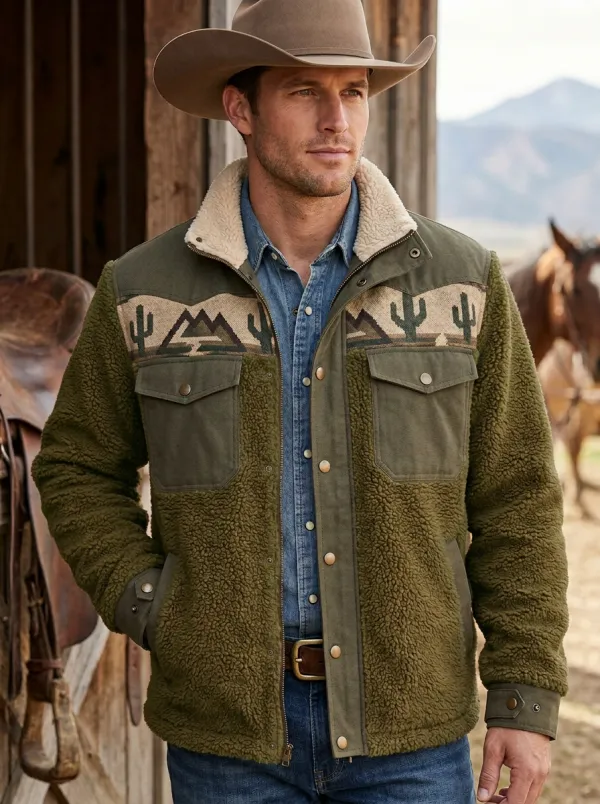 Prairie Ridge Cactus Mountain Western Edit Men's Western Fleece Jacket